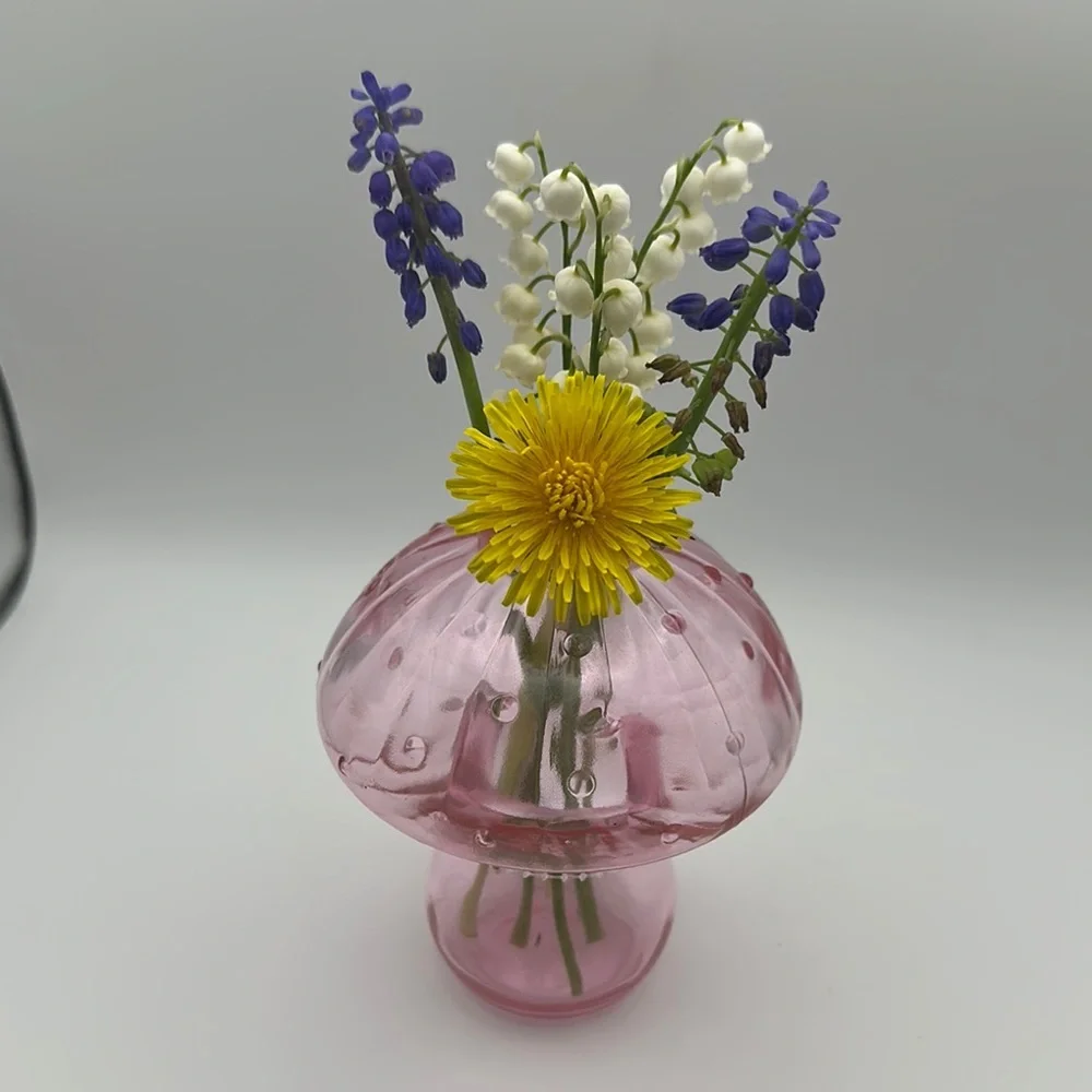 Pink Glass Mushroom Vase/Accent Piece
